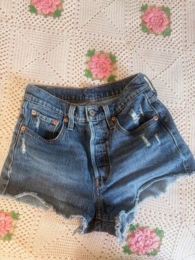 Levi's Distressed Blue Denim Cutoff Shorts